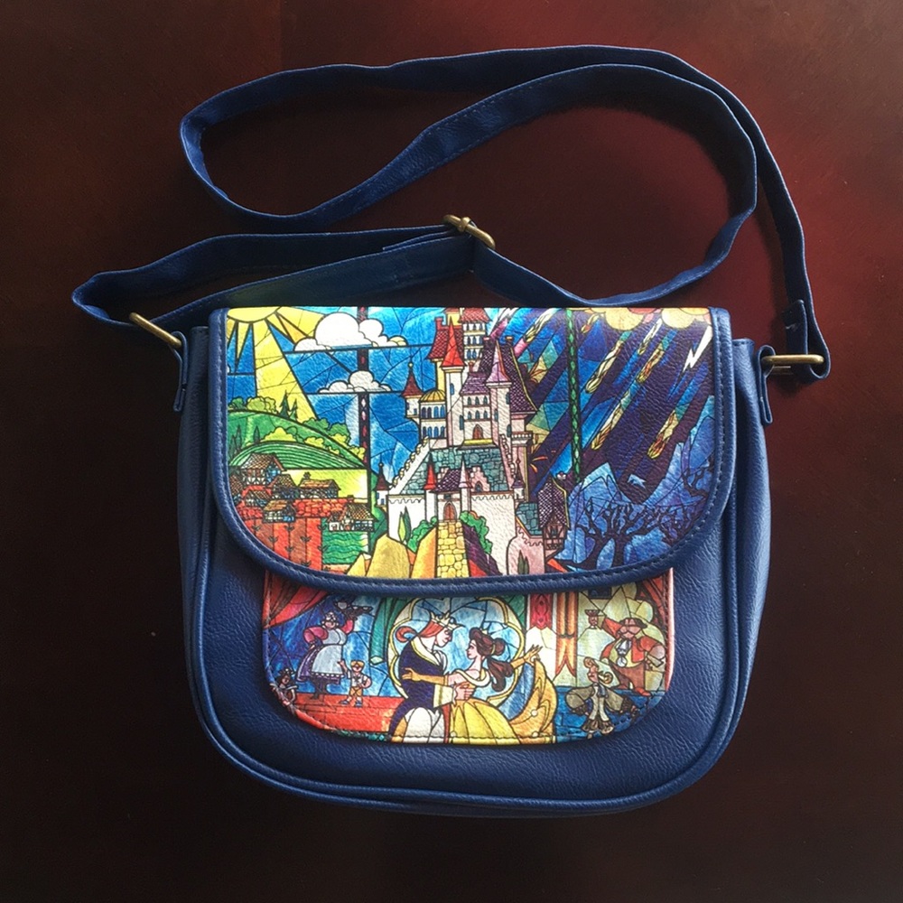 Loungefly beauty and the beast stained glass purse